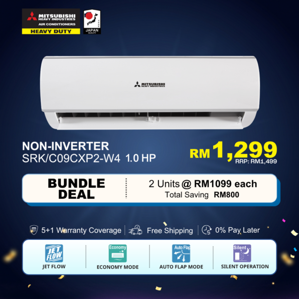 Mitsubishi Heavy Industries Kaze 1.0HP Non-Inverter Air Conditioner [SRK09CXP2-W4]